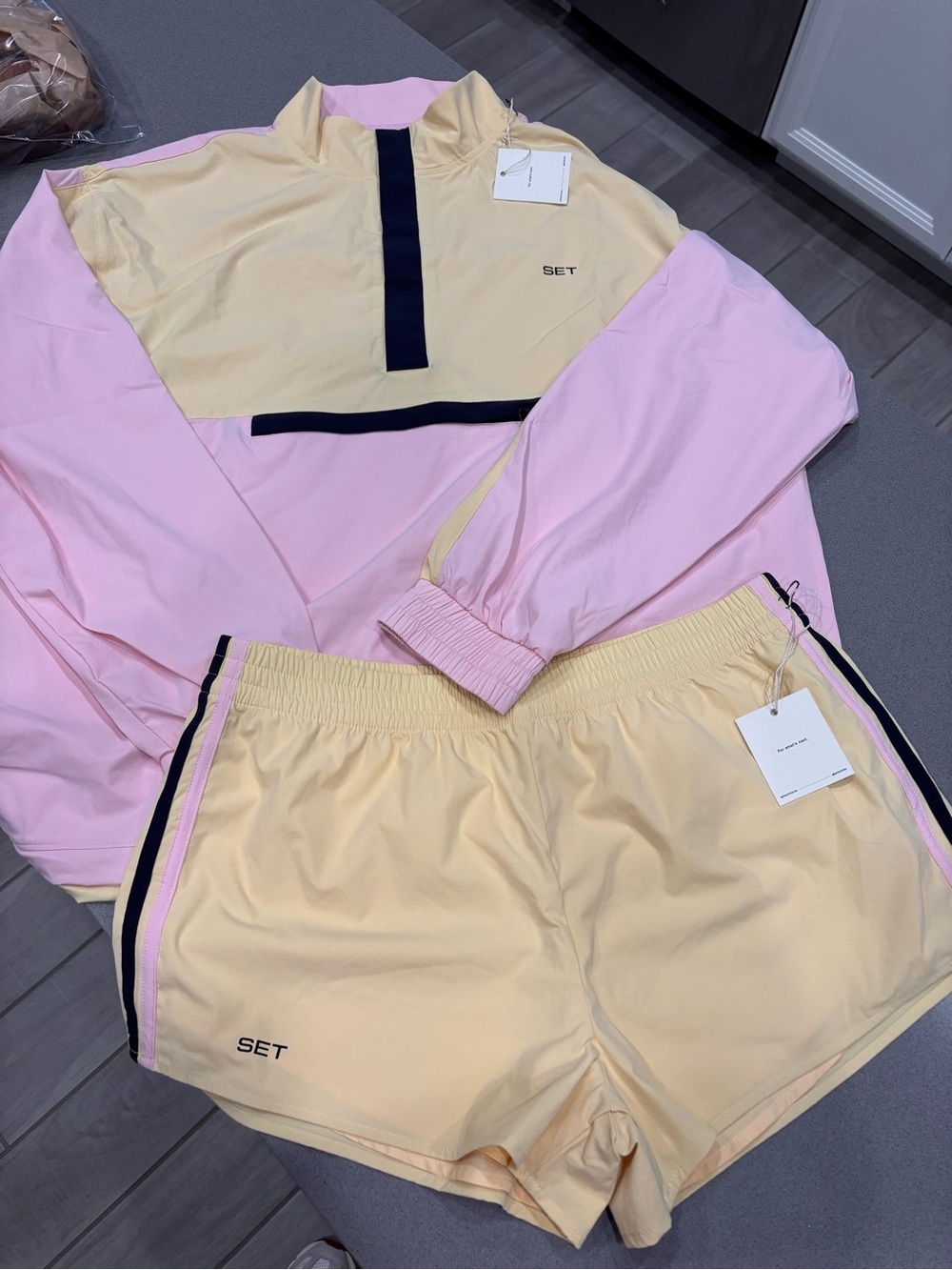 SET Active- Nylon Track 90'S Pullover & Track Shorts Birthday- Taffy